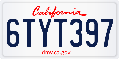 CA license plate 6TYT397