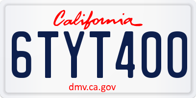 CA license plate 6TYT400