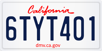 CA license plate 6TYT401