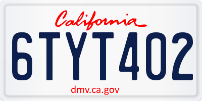 CA license plate 6TYT402