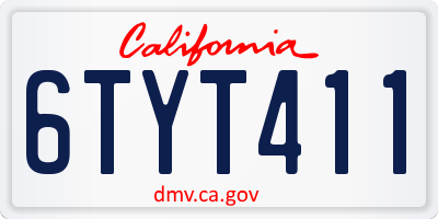 CA license plate 6TYT411