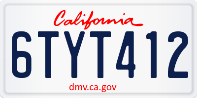 CA license plate 6TYT412