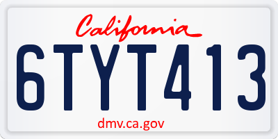 CA license plate 6TYT413
