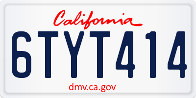 CA license plate 6TYT414