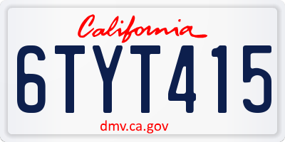 CA license plate 6TYT415