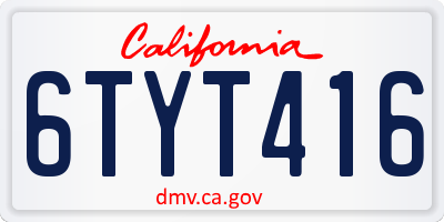 CA license plate 6TYT416