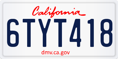 CA license plate 6TYT418