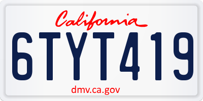 CA license plate 6TYT419