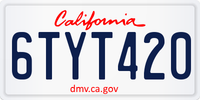CA license plate 6TYT420