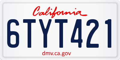 CA license plate 6TYT421
