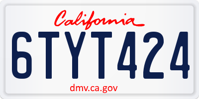 CA license plate 6TYT424