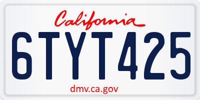 CA license plate 6TYT425
