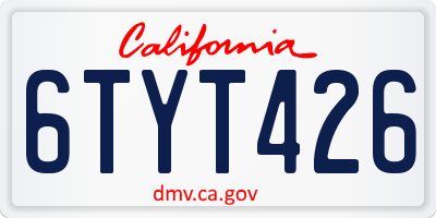 CA license plate 6TYT426