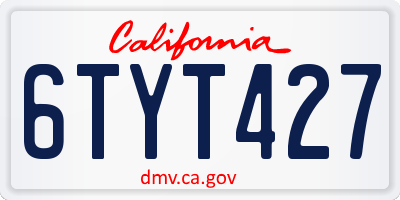 CA license plate 6TYT427