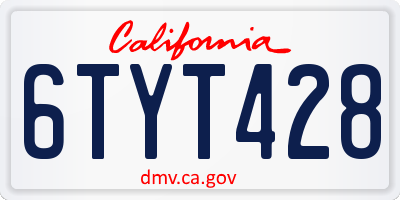 CA license plate 6TYT428