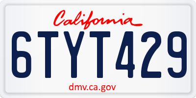 CA license plate 6TYT429
