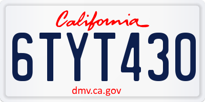 CA license plate 6TYT430