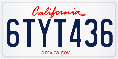 CA license plate 6TYT436