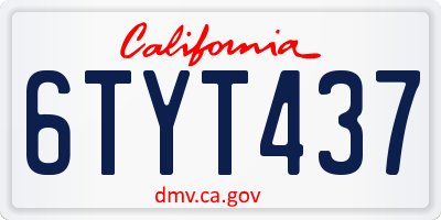 CA license plate 6TYT437