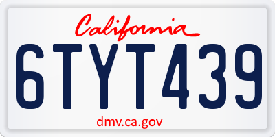 CA license plate 6TYT439