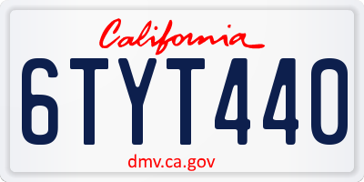 CA license plate 6TYT440