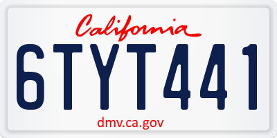 CA license plate 6TYT441