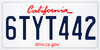 CA license plate 6TYT442