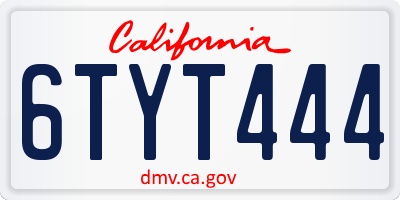 CA license plate 6TYT444