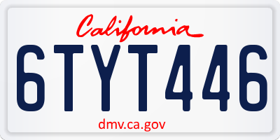CA license plate 6TYT446