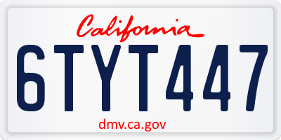 CA license plate 6TYT447