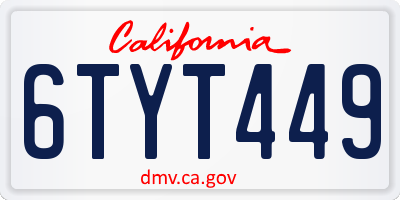 CA license plate 6TYT449