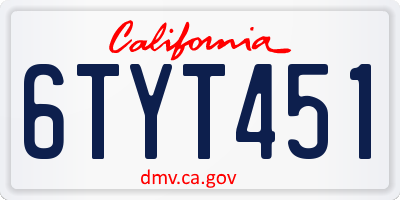 CA license plate 6TYT451