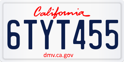 CA license plate 6TYT455