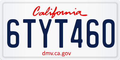 CA license plate 6TYT460