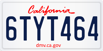 CA license plate 6TYT464