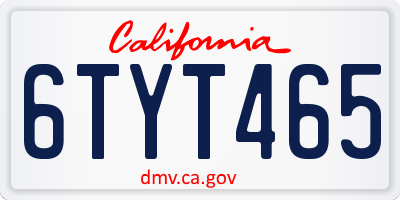 CA license plate 6TYT465