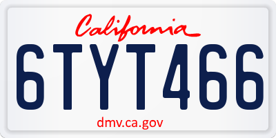 CA license plate 6TYT466