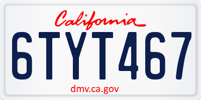 CA license plate 6TYT467