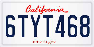 CA license plate 6TYT468