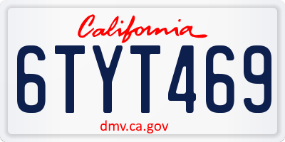CA license plate 6TYT469