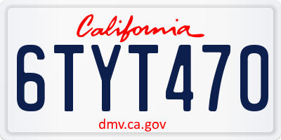 CA license plate 6TYT470