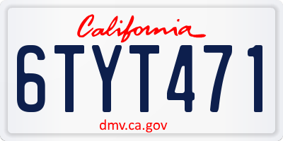 CA license plate 6TYT471