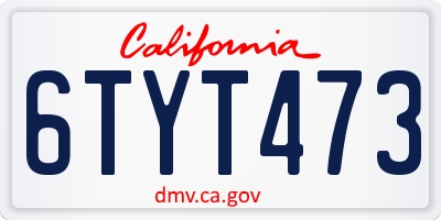 CA license plate 6TYT473