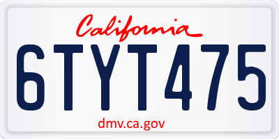 CA license plate 6TYT475