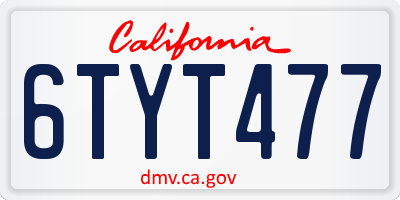 CA license plate 6TYT477
