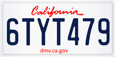 CA license plate 6TYT479