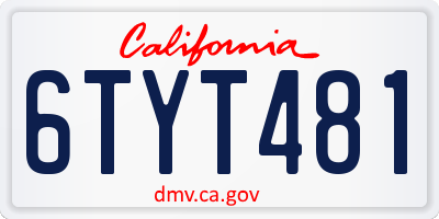 CA license plate 6TYT481