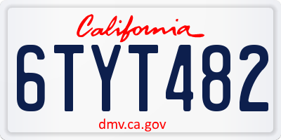 CA license plate 6TYT482