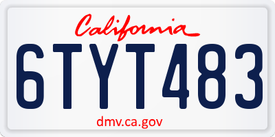 CA license plate 6TYT483