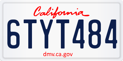 CA license plate 6TYT484